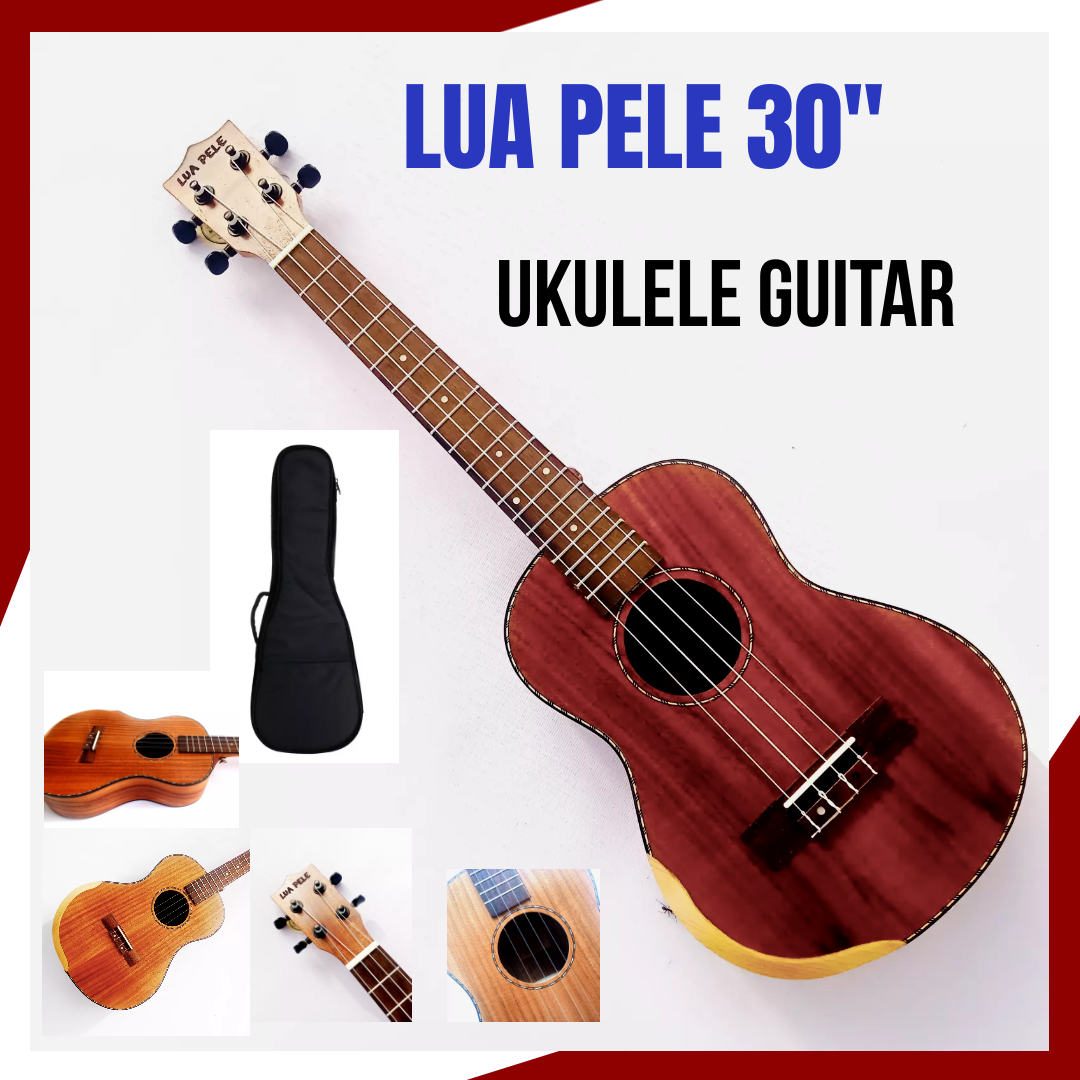 LUA PELE 30'' Comfort Edge Baritone Professional Ukulele Guitar(Mahogany)With Free Gig Bag